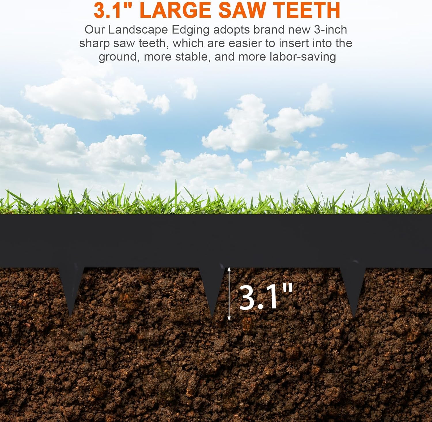 Metal Landscape Edging 7.9 Inch, 6 Pack Galvanized Steel Landscape Edging,Hammer in Landscape Edging, Metal Edging for Landscaping