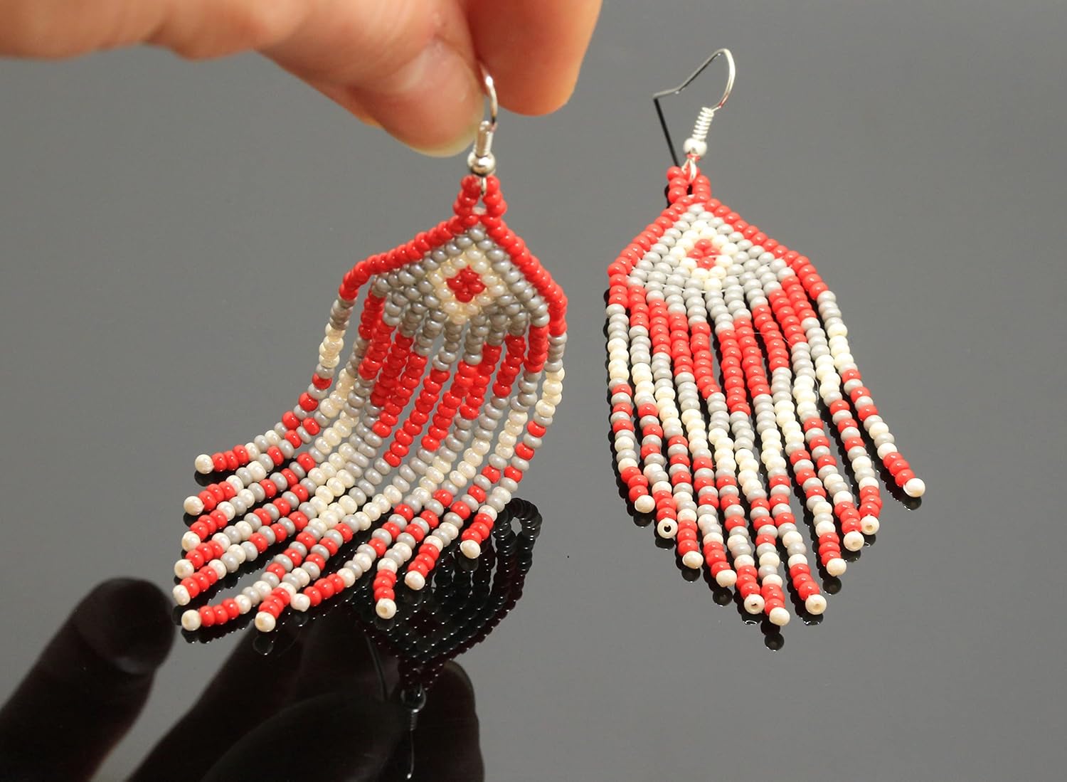 Ukrainian earrings, Pray for Ukraine, Handmade Seed bead earrings, Vyshyvanka style, Ukrainian ornament dangle beadwork jewelry, Gift from Ukraine, Love Ukraine