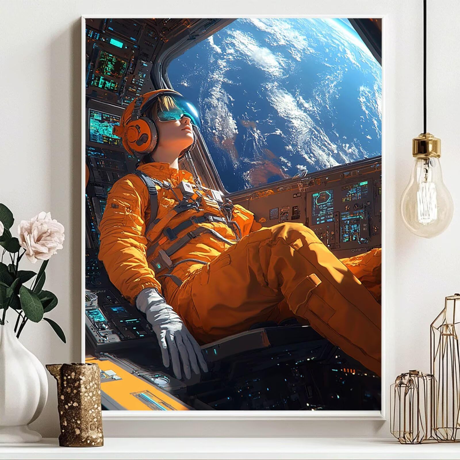 5D DIY diamentowy obraz astronauta zestaw do malowania diamentami dla dorosłych i dzieci pełny wszechświat diamentowy obraz krzyż Embroidery łatwy postarter, kryształowa dekoracja ścienna, prezent 80