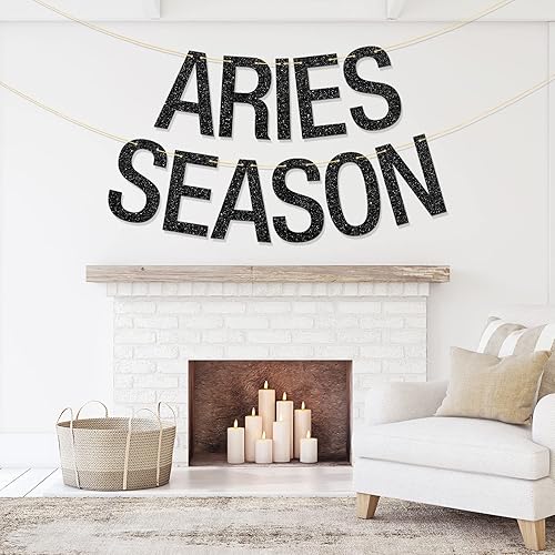 Miniatura 6 de Cartel de la temporada de Aries – Suministros de guirnalda de fiesta de cumpleaños de Aries, tema de constelación del zodiaco, suministros de