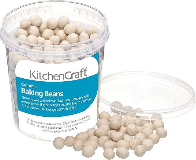 KitchenCraft Ceramic Baking Beans for Blind Baking Pastry, Washable and Reusable, Heatproof Ceramic, 500g
