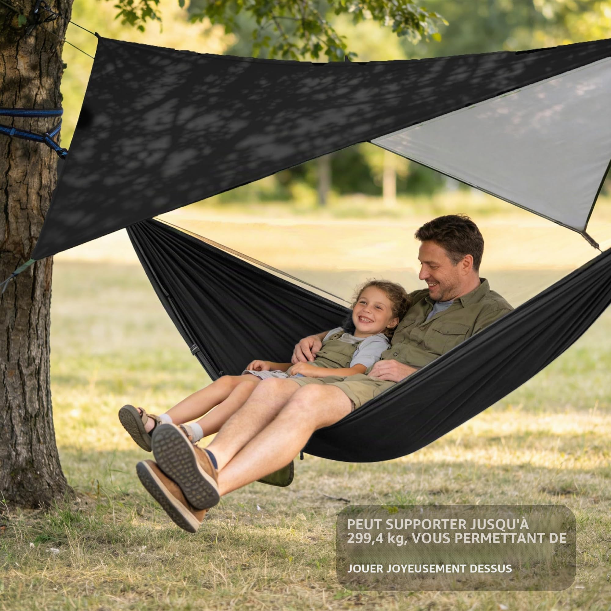 Hamac de Camping avec moustiquaire, hamac Simple et Double léger, Portable en pour 2 Personne pour Le Camping, la randonnée, la Survie, Les Voyages