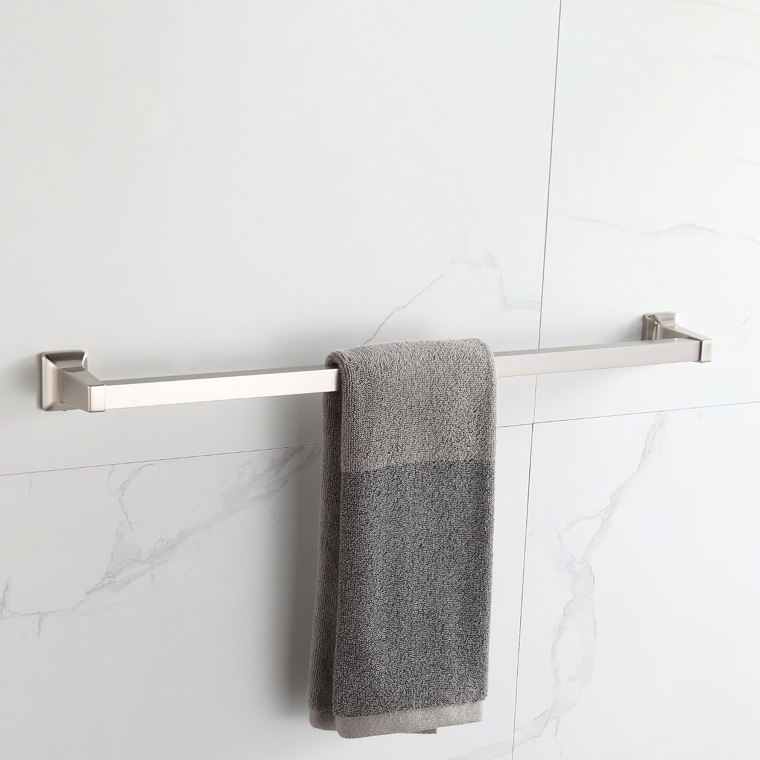 4 Pieces Bathroom Hardware Accessories Set, Stainless Steel 24 inch Towel Bar, Towel Rack, Robe Hook, Toilet Paper Holder for Bathroom Wall Mounted (Brushed Nickel)