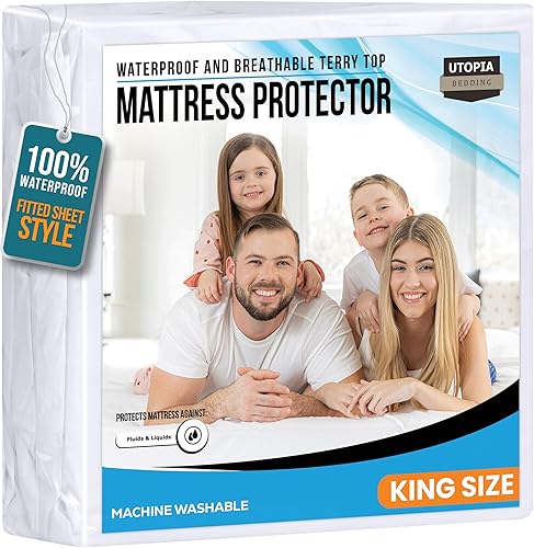 Miniatura 27 de Utopia Bedding Protector de colchón impermeable tamaño Queen, funda de colchón de primera calidad de 200 GSM de felpa, cubierta de cama suave
