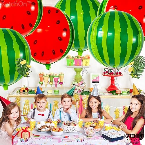Miniatura 7 de KatchOn, Globos grandes de sandía de 22 pulgadas, paquete de 6, globos de verano para decoraciones de cumpleaños de sandía, decoraciones de fiesta