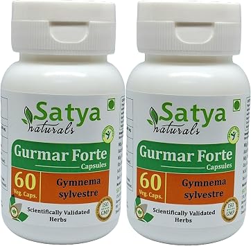 Gurmar Forte Capsules 500 mg. 60 Veg. Capsule | Gudmar Gymnema Sylvestre Extract Capsules for Men and women | Ayurvedic Herbal Supplement/Remedies | 101 Forte 2 Bottles of 60 Capsules
