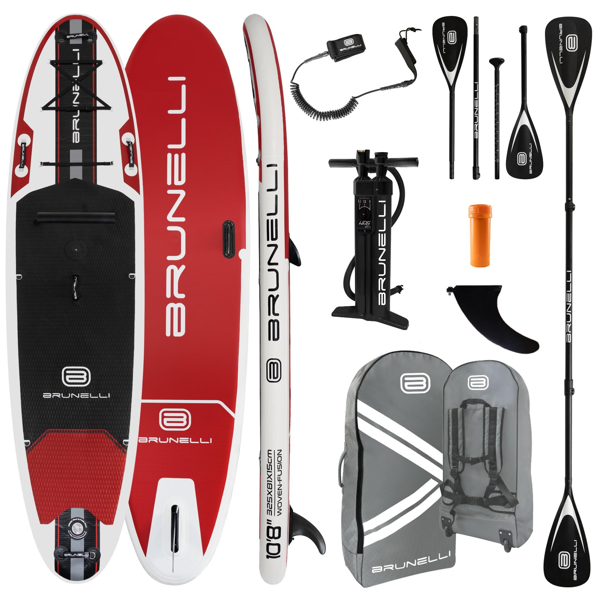 BRUNELLI 10.8 Windsurf Woven X Fusion Double Layer iSUP Board hinchable Stand Up Paddle Set rojo