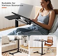 Vista 9 de Sweetcrispy Escritorio Pequeño de Pie Mesa Rodante con Altura Ajustable, Soporte Móvil para Laptop con Ruedas, Estación de Trabajo Portátil de Negro