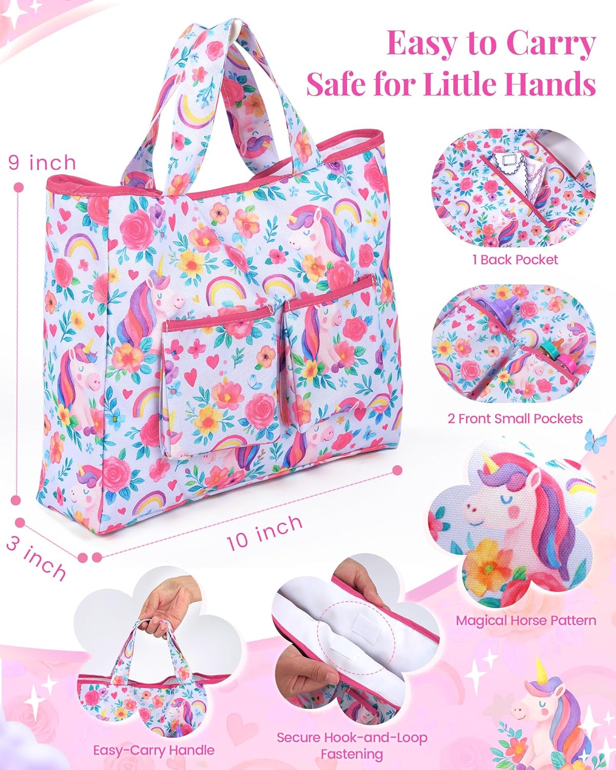 BABESIDE 14 Pcs Baby Doll Diaper Bag Set with Magic Bottles, Baby Doll Accessories Includes Changing Mat, Diapers and Bottle with Disappearing Milk for 12-16 Inches Dolls Kids Gift