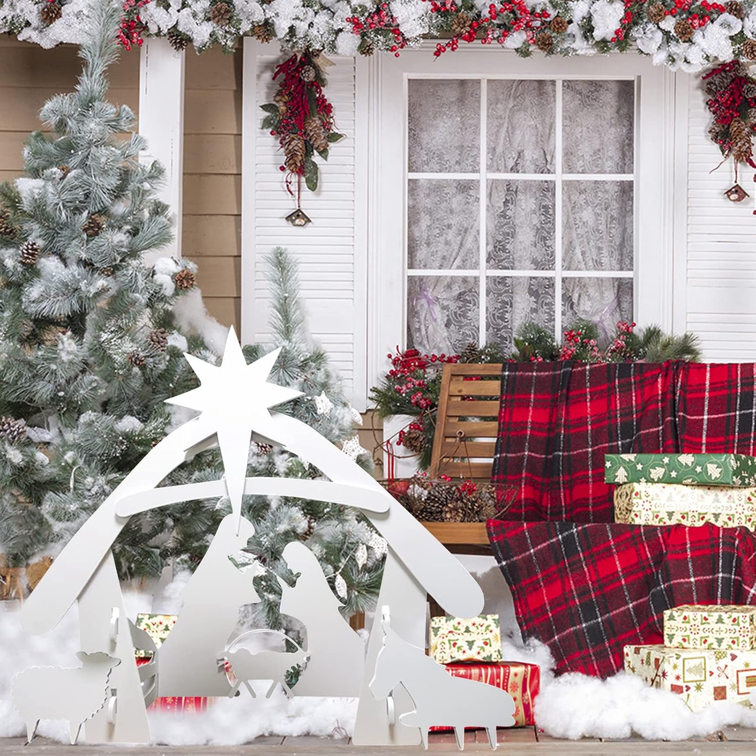 Ornaments， Decorations, Indoor Decoration, Home decoration Christmas Nativity Scene Stake, Outdoor Nativity Scene Sign, Waterproof Christmas Jesus Silhouette Logo for Outdoor Decor, Holiday Yard Sign