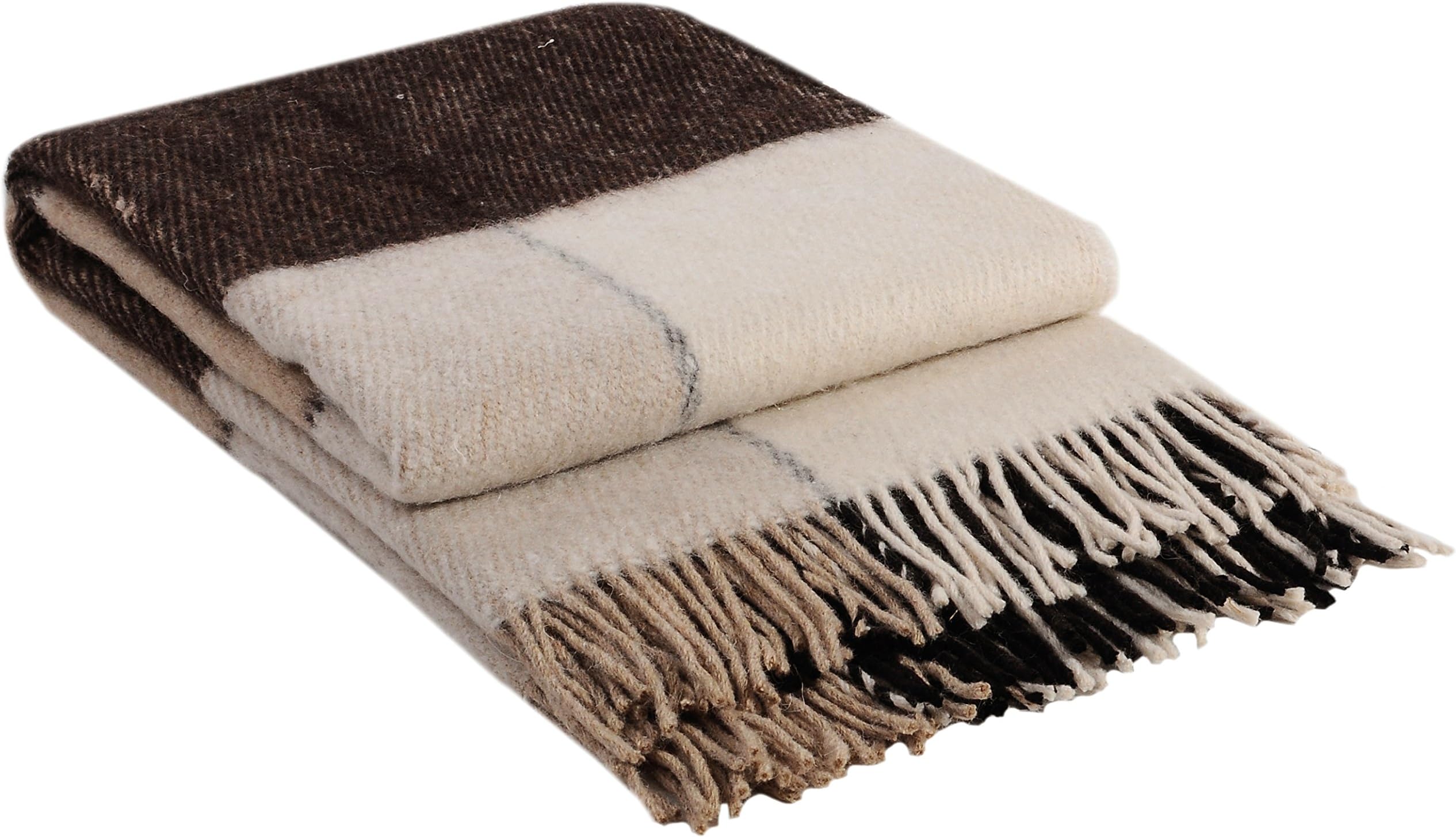 Luxury Wool Blanket 79”x87” by CG Home – Super Warm and Soft Brown Blanket for Cozy Fall and Winter Days –Tartan Plaid Throw Blanket Accents Any Home Décor by CG Home
