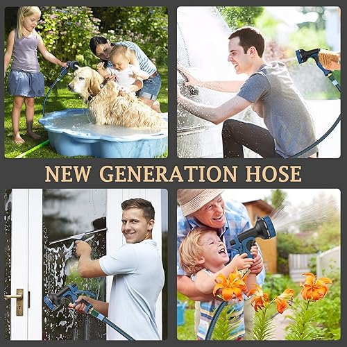Miniatura 5 de Manguera de jardín resistente no expandible de 100 pies, manguera de agua reforzada duradera con construcción a prueba de fugas, resistente a las
