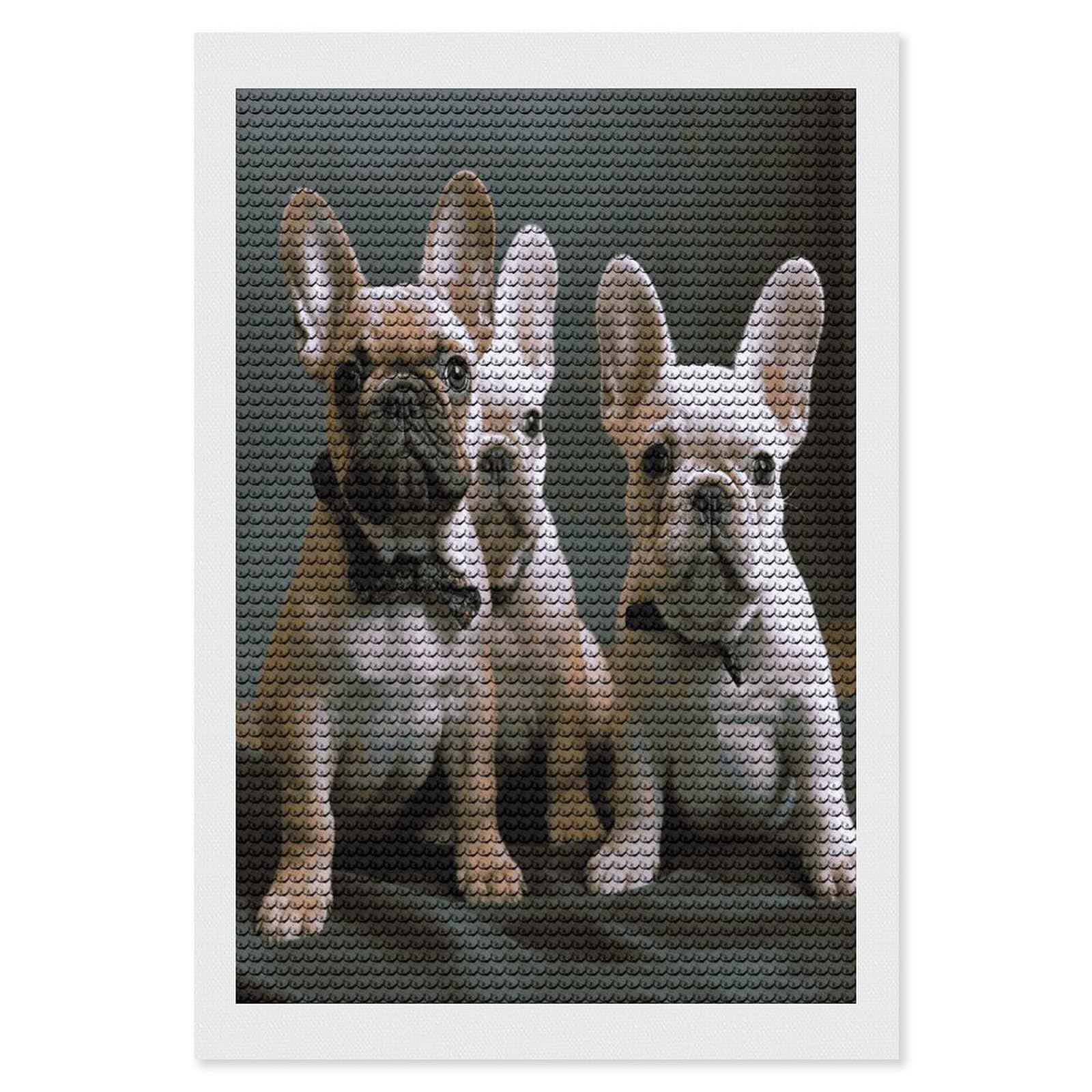 JTREHY French Bulldog Puppies Diamond Art Kits Personalized DIY Round Diamond Painting Kits for Beginner Full Drill Diamonds Dots Paintings for Adults Gem Art Crafts Home Decor