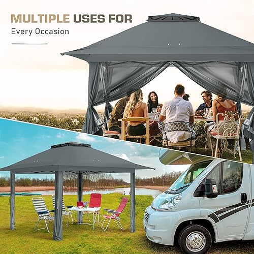 Miniatura 5 de EAGLE PEAK Gazebo desplegable de 13 x 13 pulgadas con red de malla, toldo mosquitero fácil de instalar para patio y patio trasero, kiosco al aire