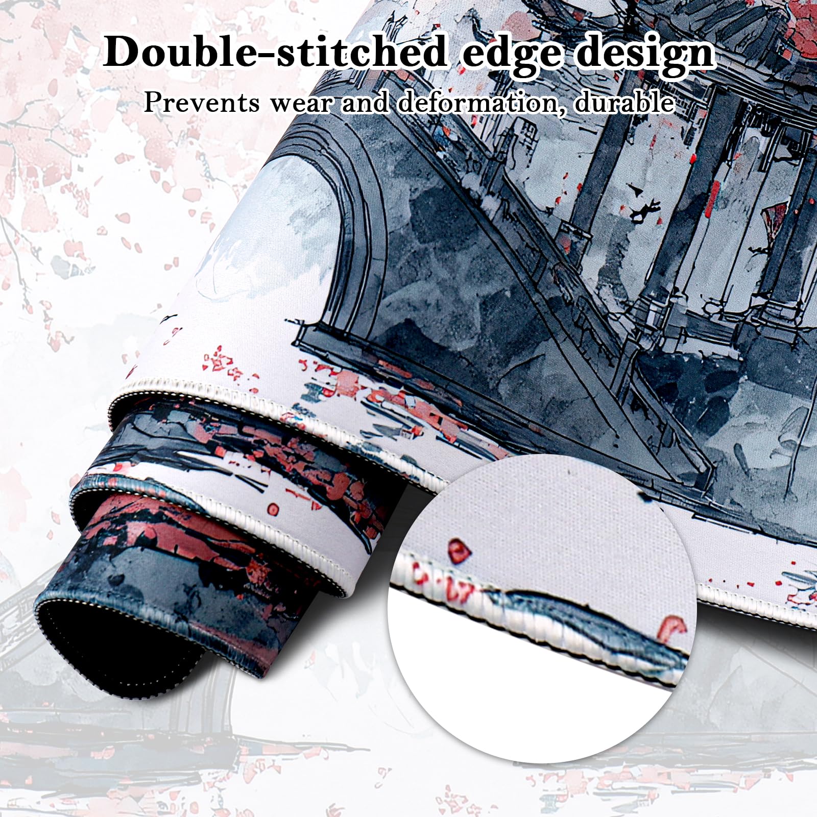 Tappetino Mouse XXL, 900x400x3mm Tappetino Gaming, Mouse Pad con Base in Gomma Antiscivolo, Impermeabile Mousepad, Tappetino Scrivania Grande con Bordi Cuciti (B90)