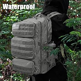 kookoomia Military Tactical Backpack 50L Large Day Backpack for Men Molle Army 3 Days Assault Pack Bug Out Bag Water Resistant and Heavy Duty Hiking Treeking Rucksack - Grey
