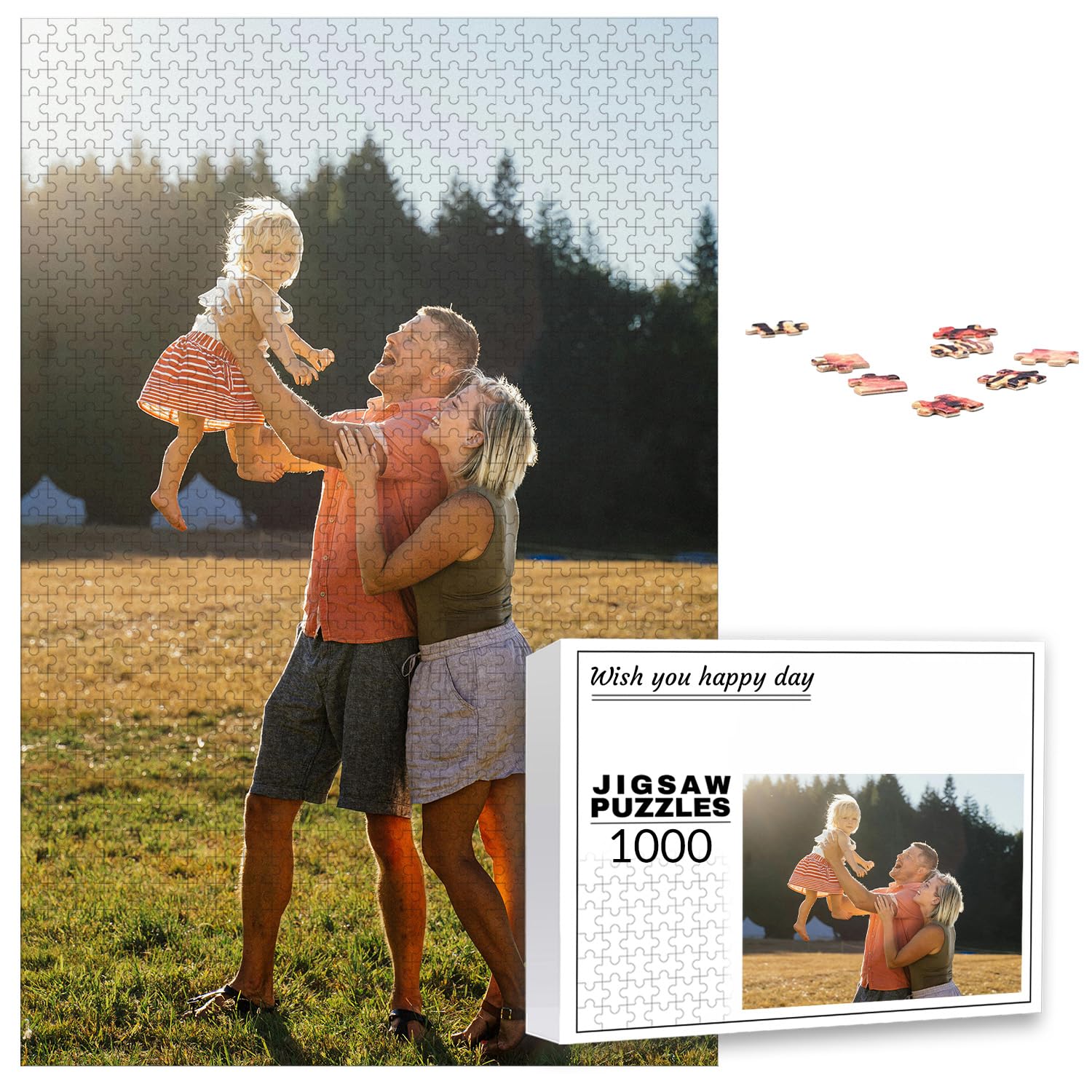 PSUNEY Puzzle Personalizado con Foto Favorita de 35/70/120/200/300/500/1000/1500/2000/3000 Piezas Rompecabezas para Montar Regalo Original Diferentes Tamaños Disponible