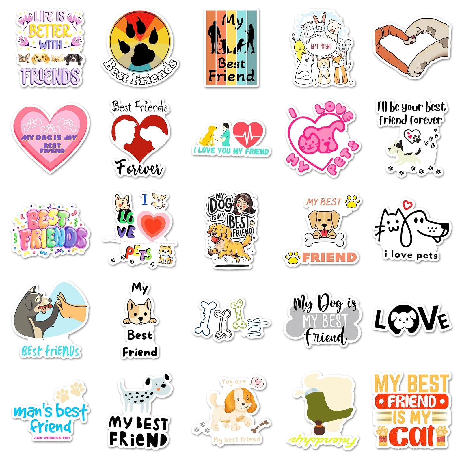 50 Pcs Pet Stickers for Kids Teens Adults Boys Girls Gift,Animal Stickers Pack for Laptop,Skateboard,Luggage,Car,Bike - Image 2