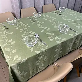 Toalha de Mesa Jacquard - 6 Lugares Cadeiras - Retangular 1,4x2,1m (Verde 2)