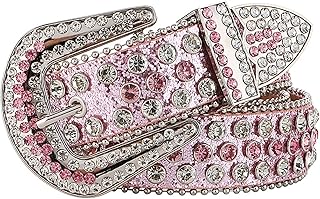 Rhinestone Belt for Men Women,Western Cowboy,Cowgirl,Bling,Studded Leather Belt for Jeans Pants