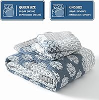 Vista 6 de KALOOLA - Juego de ropa de cama con colcha acolchada de retazos tamaño queen, 100% algodón, colcha ligera con 2 fundas de almohada, colcha