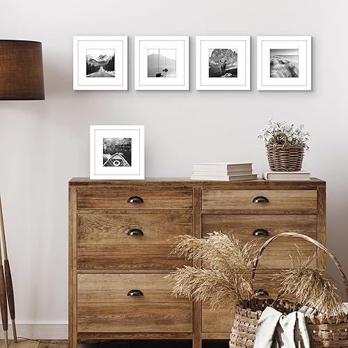 Vista 213 de Americanflat Portarretratos de 5 x 6 pulgadas con plexiglás pulido, juego de 5 portarretratos de 2 x 3 pulgadas con paspartú o para fotos de 5 x 6