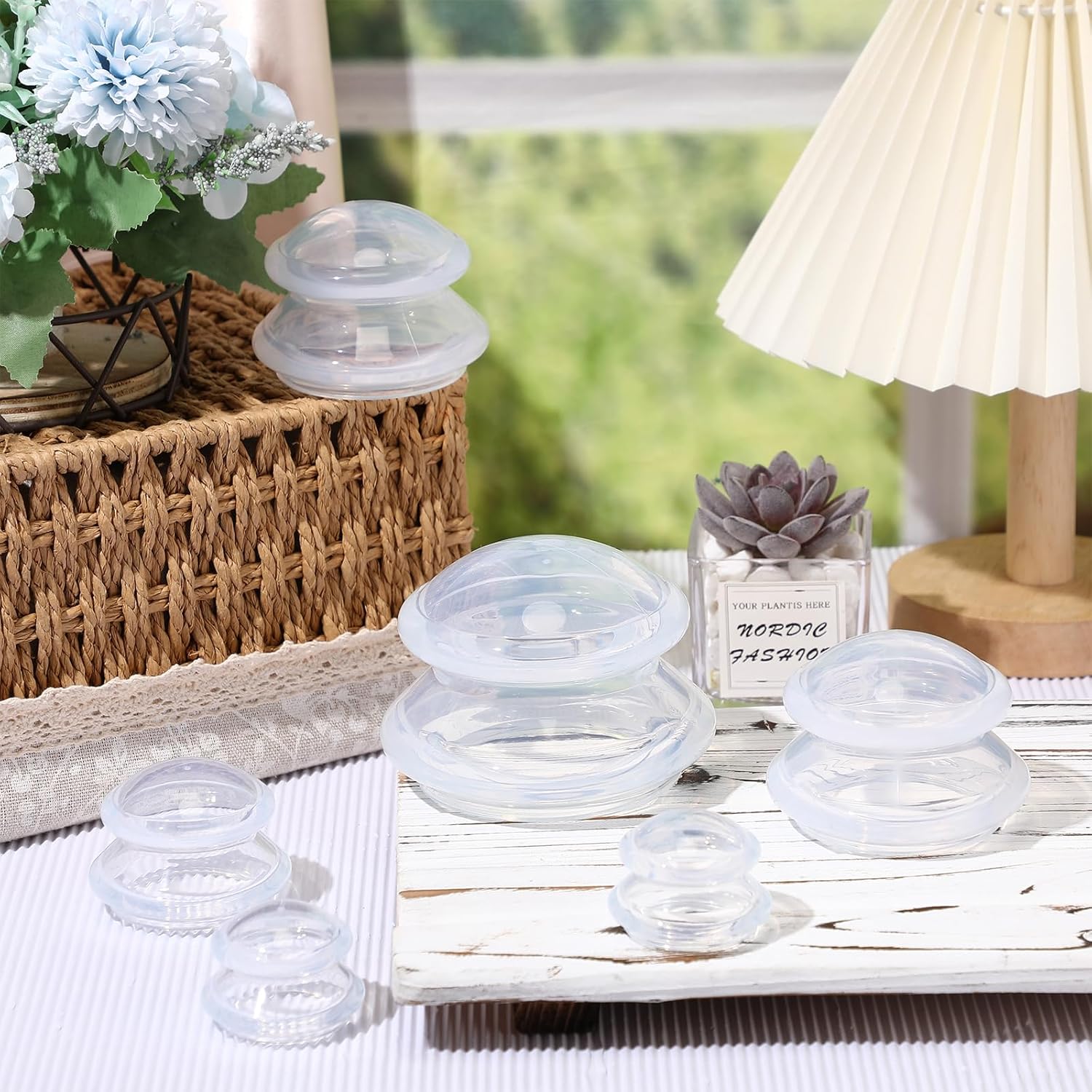 Nuanchu 8 Pcs 4 Sizes Cupping Therapy Set with Satin Bag Silicone Massage Cups Professional Cupping Therapy Vacuum Cup for Cellulite Joint Pain Muscle Pain(Clear) - Image 6