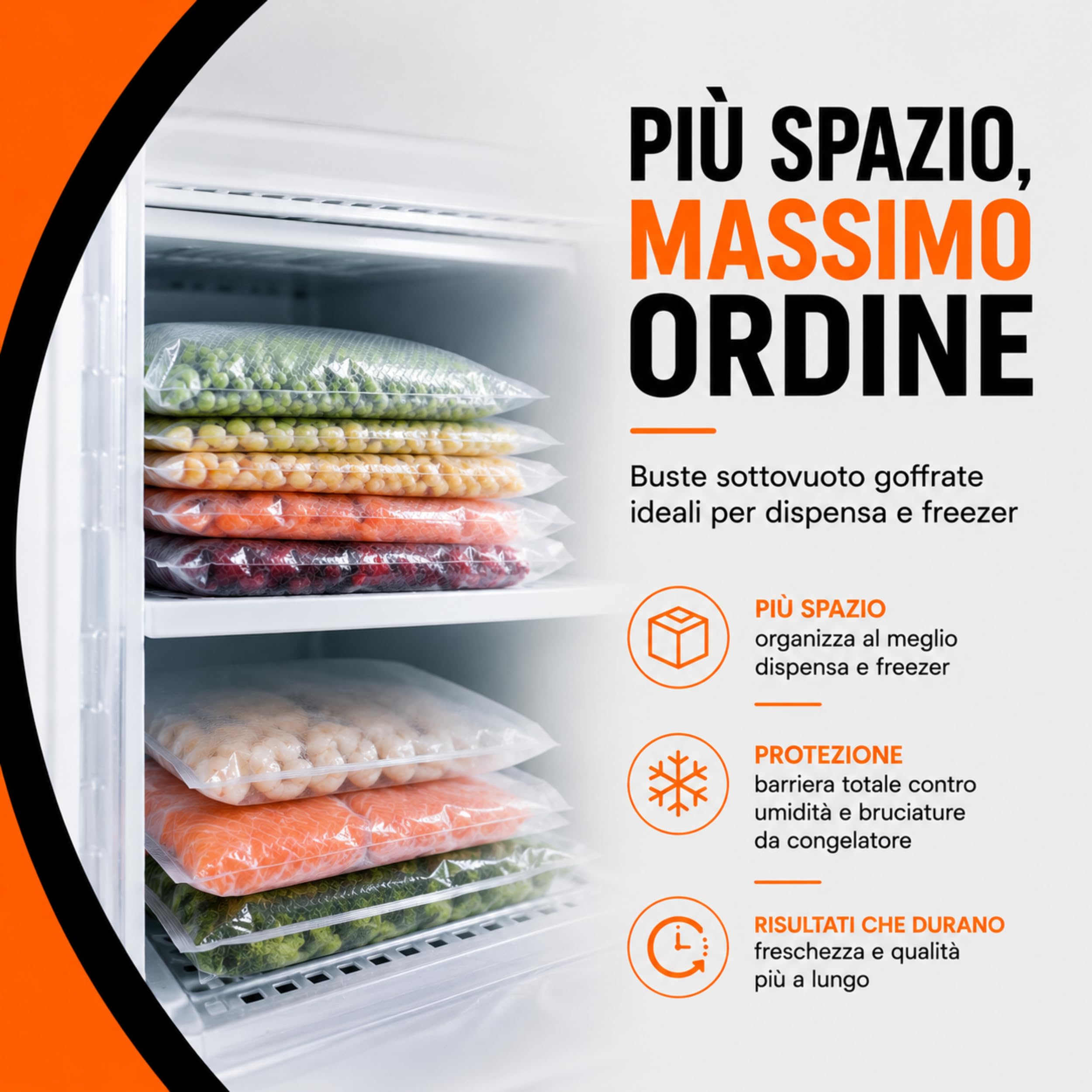 ELETTROCASA - Buste Sottovuoto Alimenti 28x35 cm - Buste per Sottovuoto Per Alimenti Goffrati 100pz - SV 8 - Sacchetti Sotto Vuoto 5 Strati Trasparenti