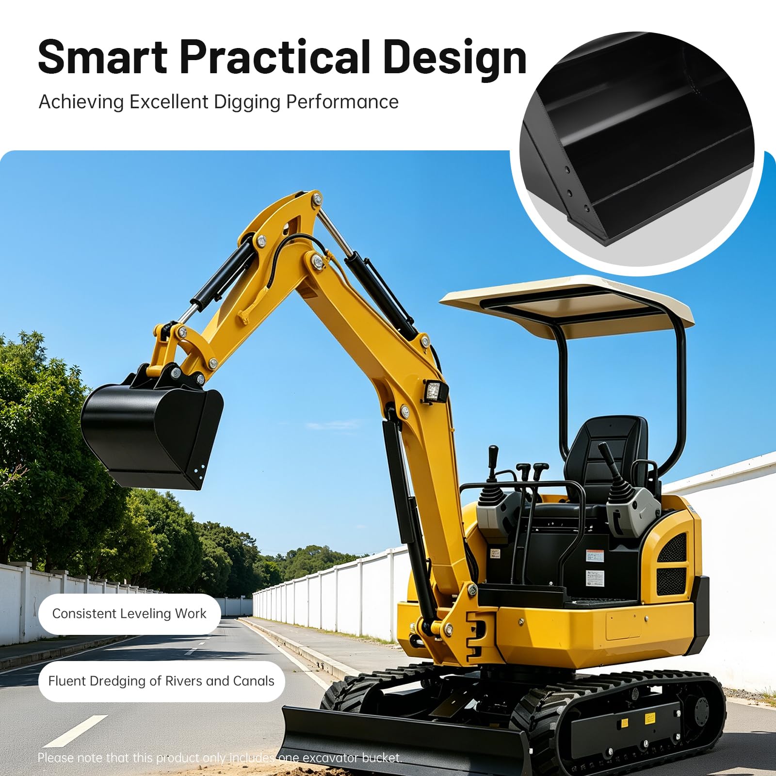 Minibaggerlöffel Baggerlöffel Minibagger Zubehör, für Bagger Bis zu 2T | Baggerschaufel für Erdaushub,Grabenräumung und Materialtransport, Lochabstand 9,05–9,3 cm