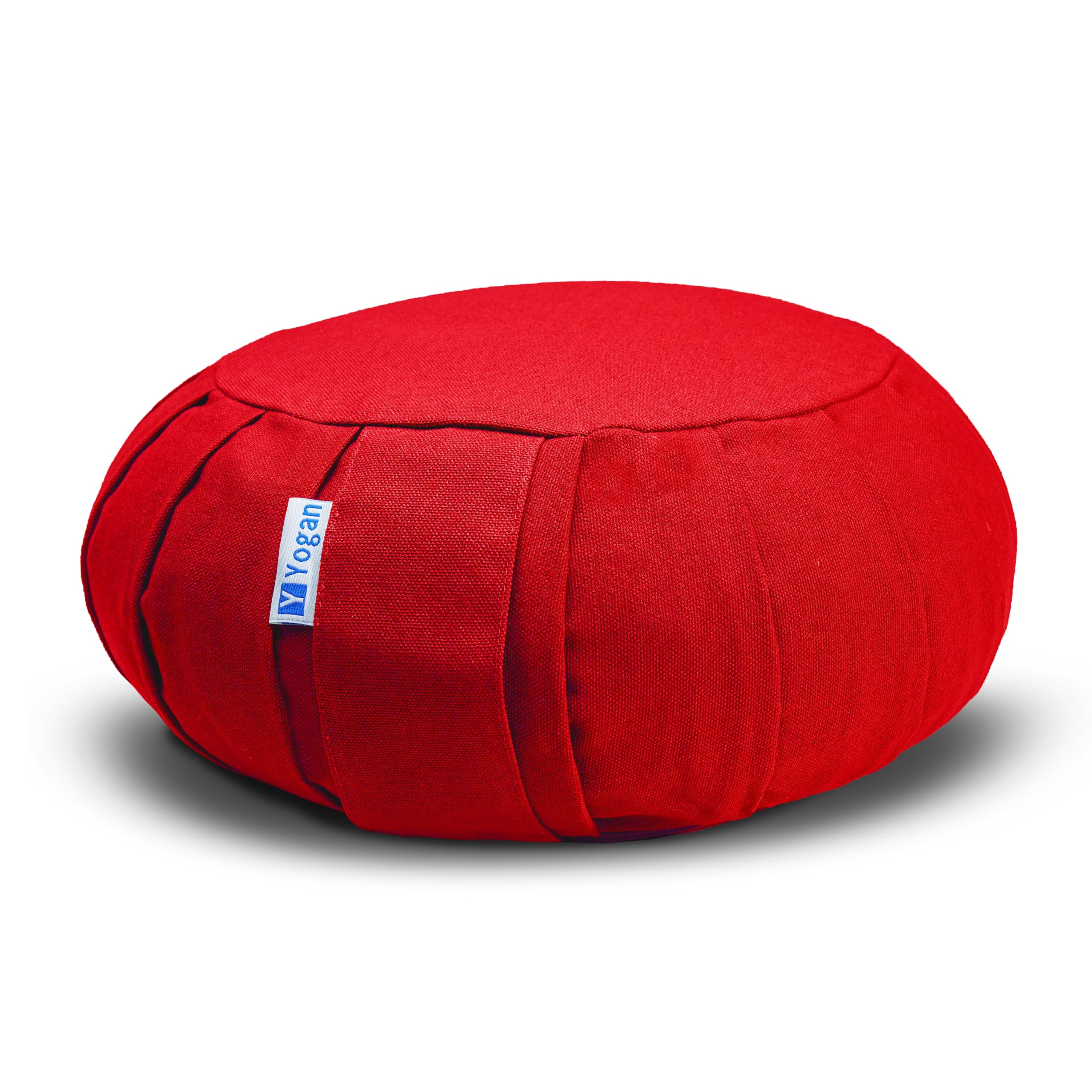Yogan Yoga Cushion/Meditation Cushion | Natural Buckwheat Hulls Filling | Outer Cover (Could be Removed and Washed) - Made of 100% Organic Cotton (Festive Red) — image 1