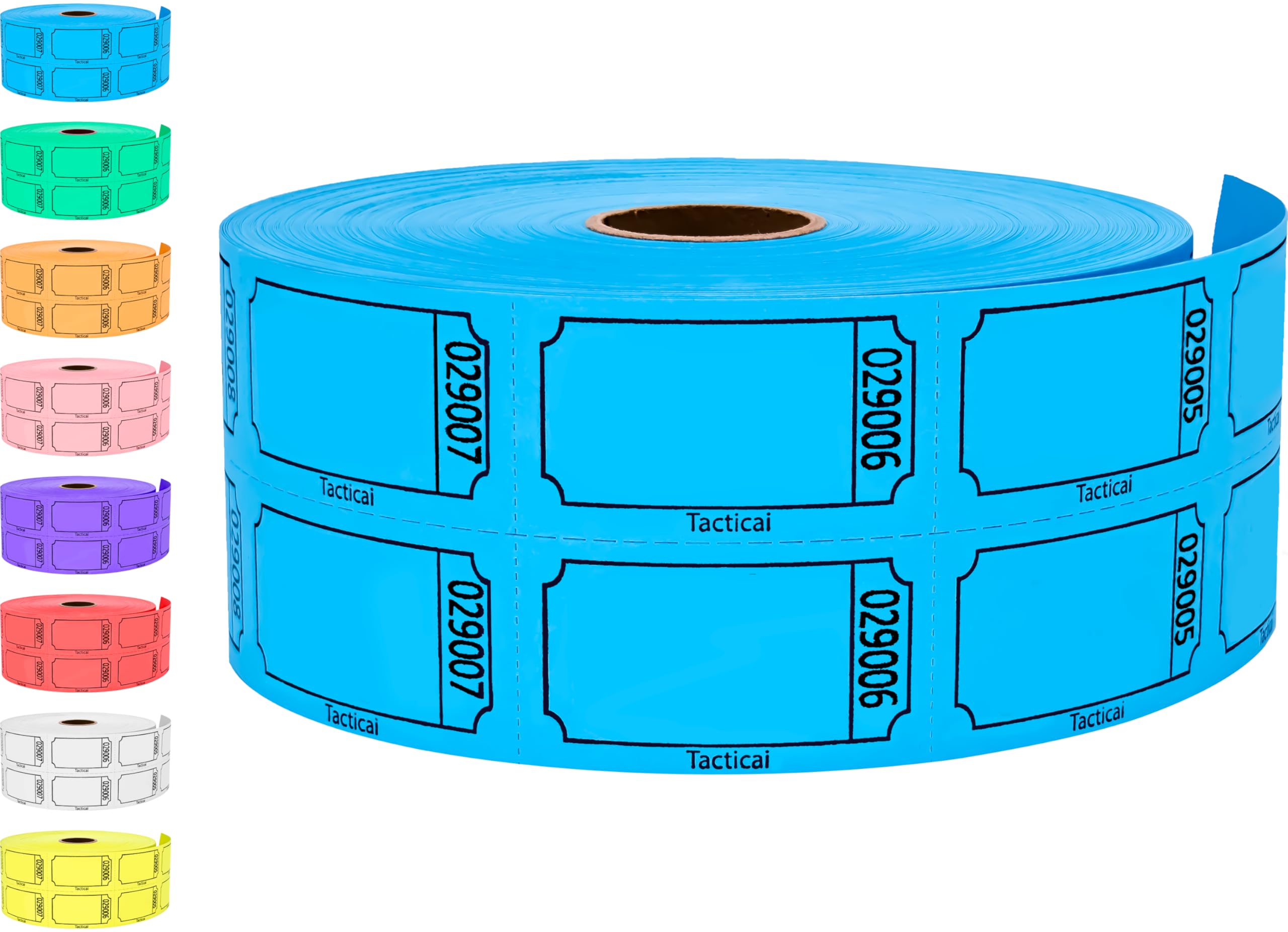 Tacticai 1000 Raffle Tickets, Blank, Blue (1 of 8 Colors), Double Roll for Events, Entry, Class Reward, Fundraiser & Prizes