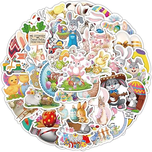 Miniatura 2 de Bilibunny 100 calcomanías de Pascua para niños, vinilo impermeable de huevo de Pascua a granel para botellas de agua, sobres de laptop, etiquetas de