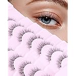 Onlyall Wispy Lashes Natural Look Short Eyelashes Lite Volume False Eyelashes Natural Lashes Soft False Eye Lashes Pack 7 Pairs D4