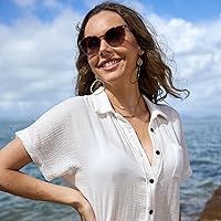 Vista 3 de Lentes de sol polarizados para mujer, redondos, de moda, UV400 TAC, lentes retro vintage, lentes de sol