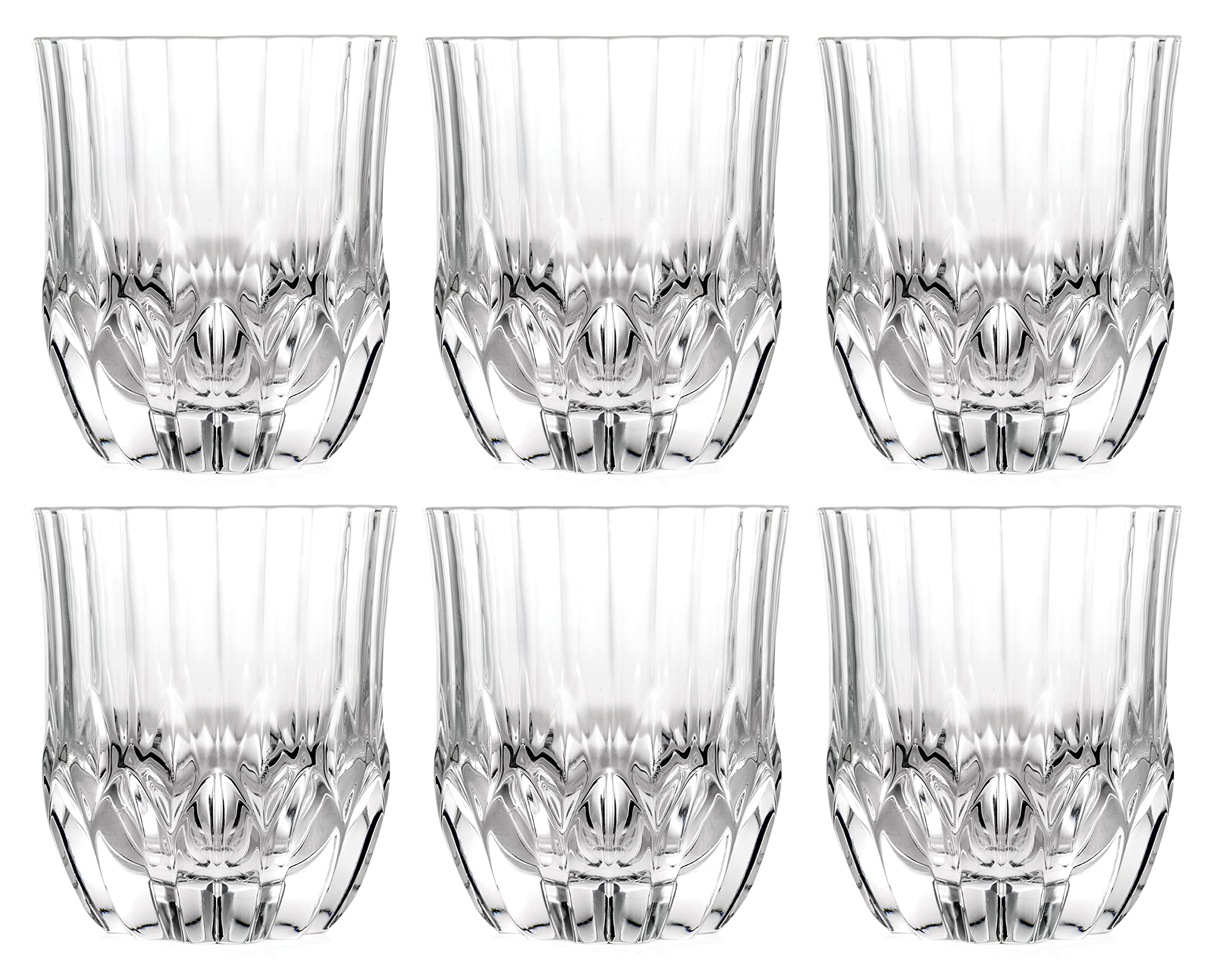 Barski - Vaso de cristal doble de estilo antiguo - Juego de 6 vasos de cristal DOF diseñados para whisky - Bourbon - Agua - Bebidas - Vasos de beber - 12 oz - Fabricado en Europa por Barski