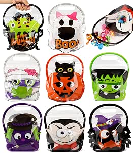 Giiffu Halloween Goodie Bags with Handles and Zipper, 56 Pack