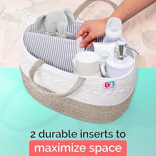 Miniatura 8 de Organizador de pañales de cuerda, almacenamiento para artículos de bebé y niños pequeños, organizador portátil de algodón para guardar fácilmente