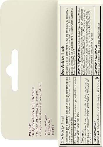 Miniatura 9 de Aveeno Crema Antipicor de Fuerza Máxima con 1% de Hidrocortisona, Triple Avena, Aloe y Vitamina E para el Alivio de la Picazón debida a Eccema