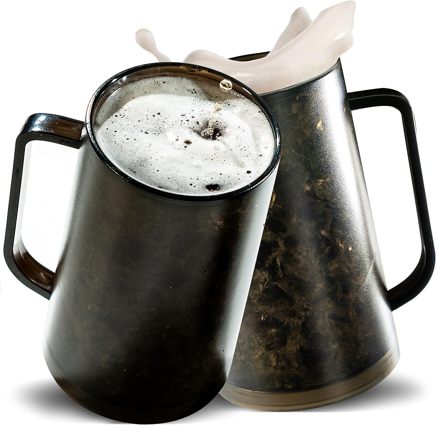 Granatan Black Beer Mugs Set of 2, Beer Mugs With Handles