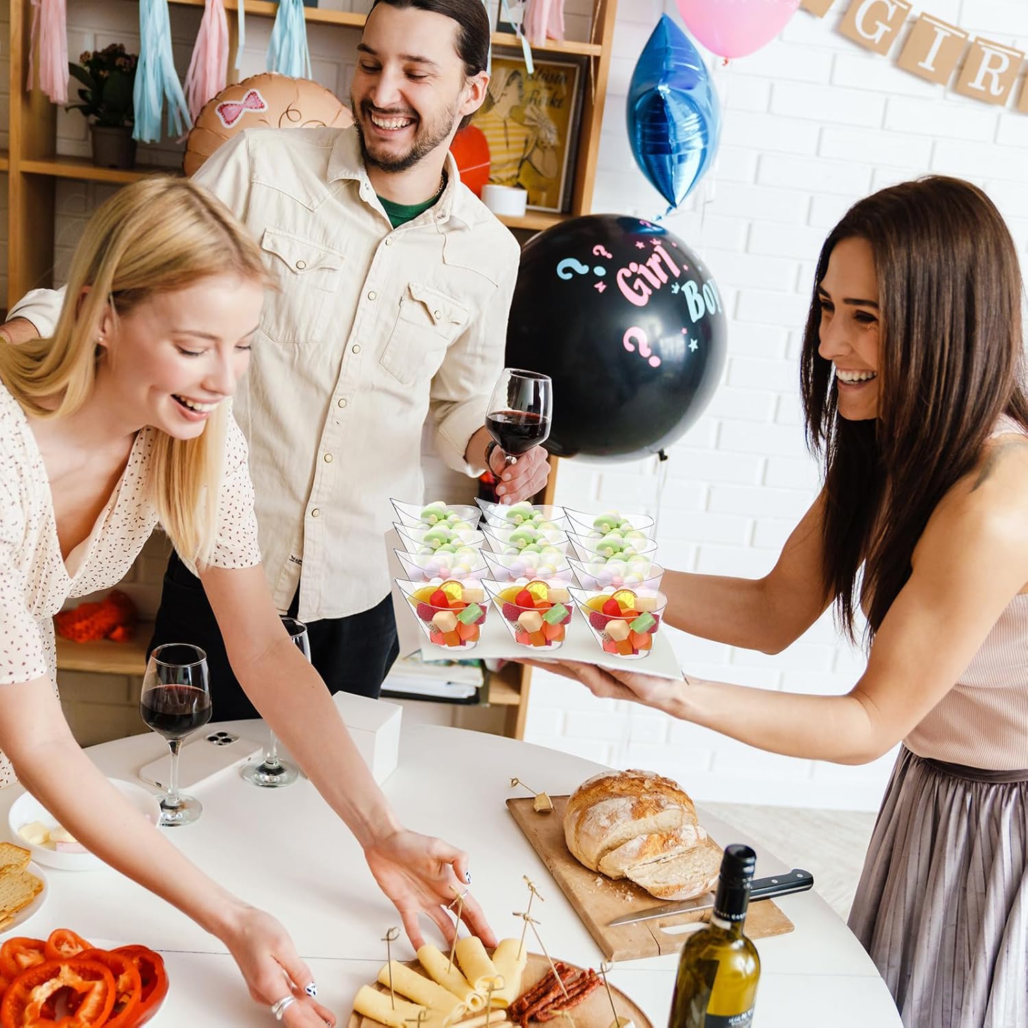 300 Pack Clear Plastic Dessert Cups with Tasting Spoons, Appetizer Cups Yogurt Parfait Bowls with Spoons for Party Supplies Catering Chocolate Desserts Buffet Food Display (7 oz)