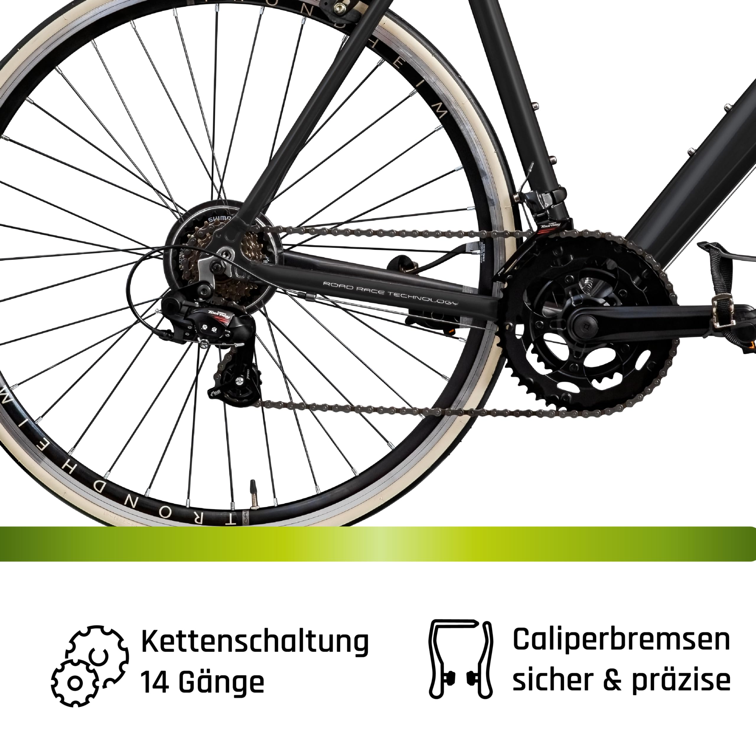 Galano Vuelta STI Rennrad für Damen und Herren ab 150 cm, 28 Zoll mit 14 Fach Fahrrad Schaltung Road Bike, Pedale mit Pedalhaken, Rennfahrrad mit schmalen Reifen