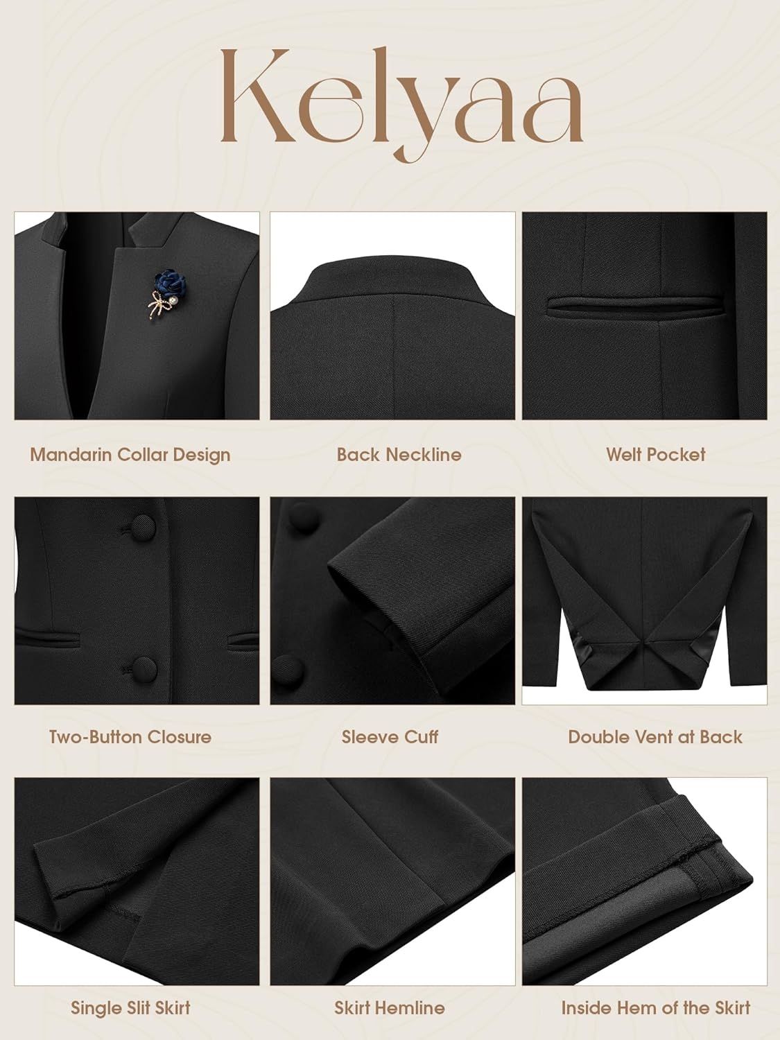 Women's 2 Piece Suit Skirt Set Business Office Work Blazer Jackets and Pencil Skirt with Slit - Image 4