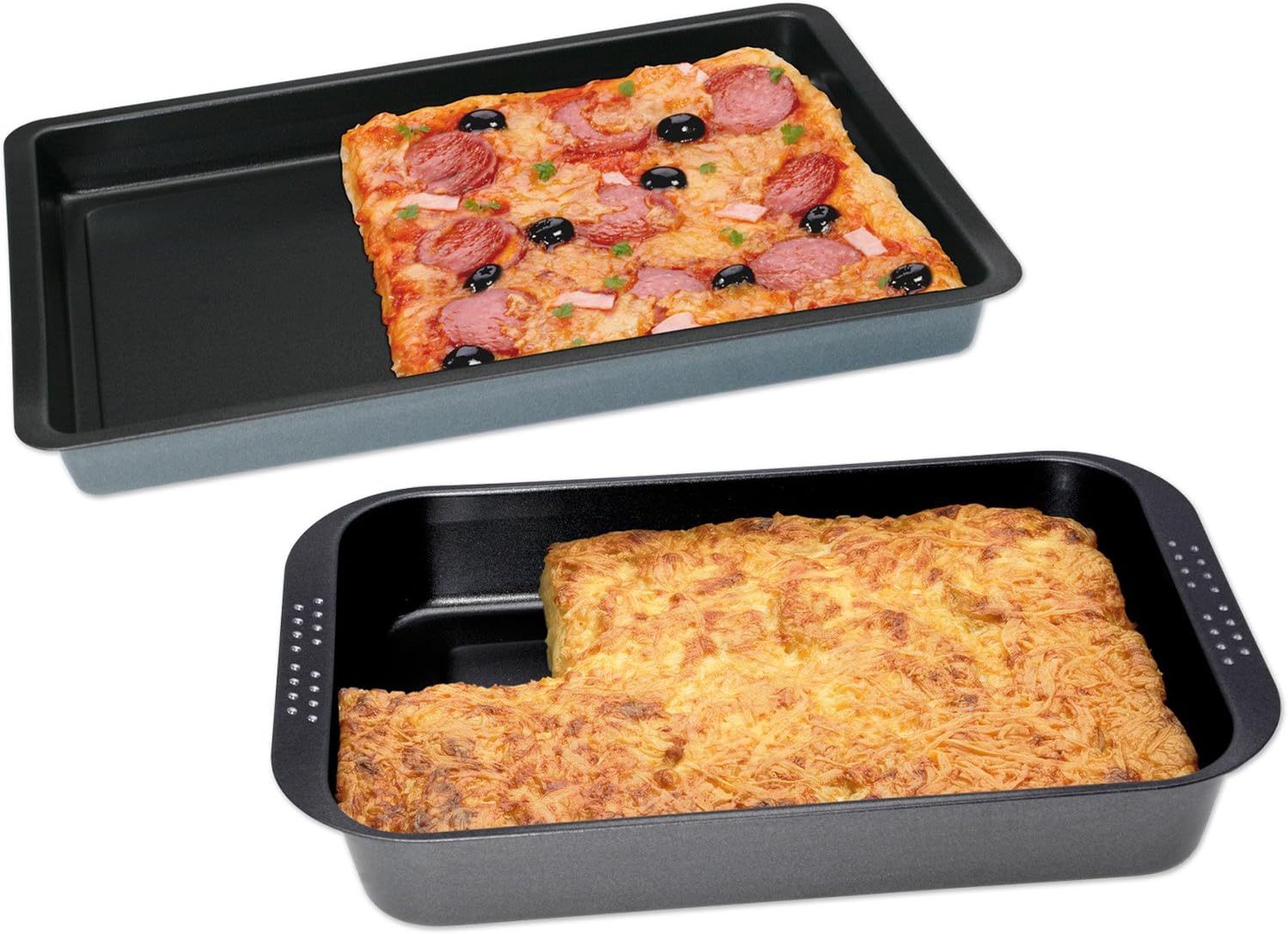 CHG 9882-07 Baking Tray Set of 2 41 x 16.5 x 6 cm and 42 x 29 x 4 cm
