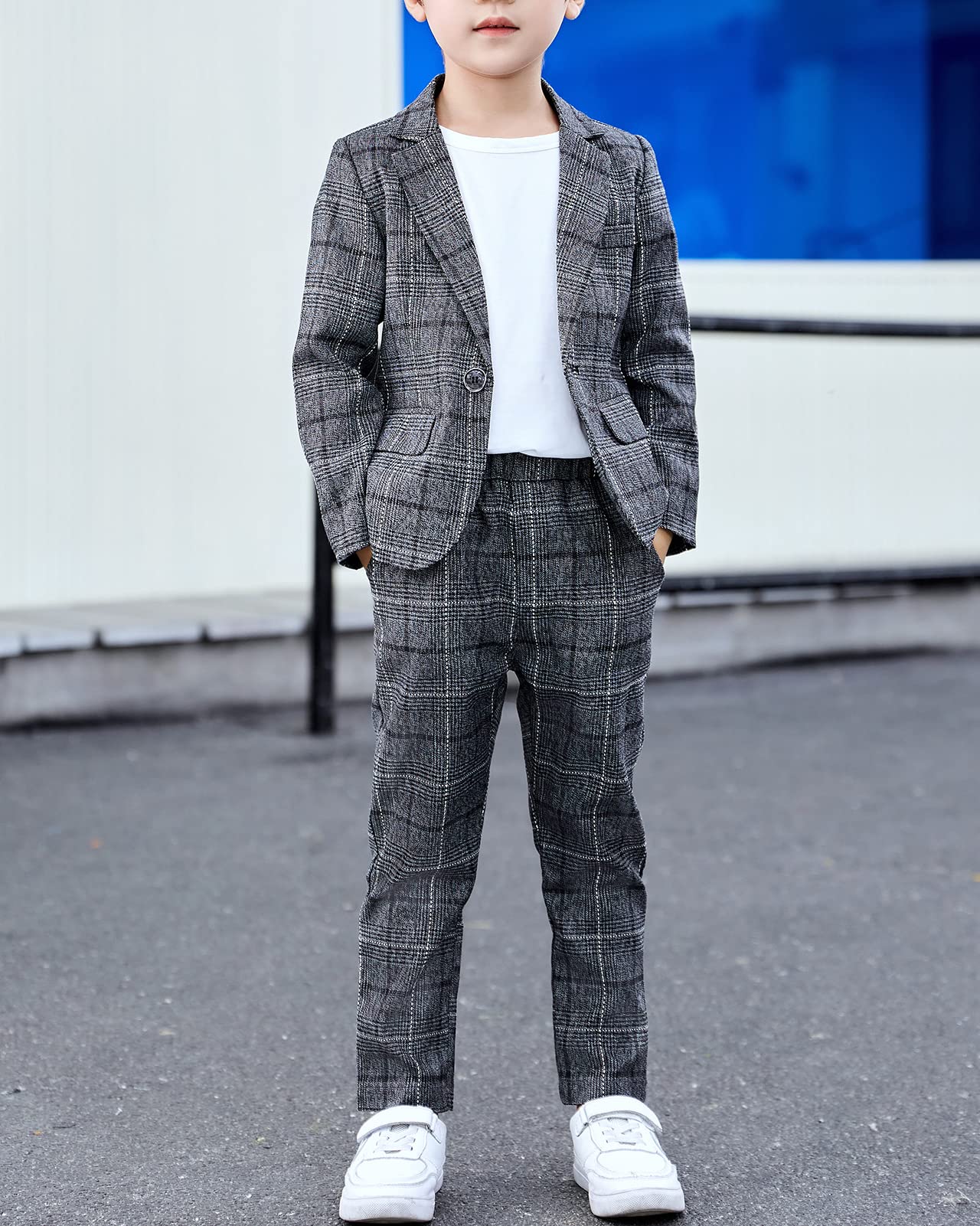 2/3/4 Piezas Conjunto de Traje para Niños Conjunto de Blazer y Pantalón a Cuadros, Casual o Vestido de Fiesta de Boda