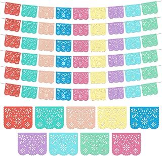 6 Pack Mexico Papel Picado Banner Party Banner Wedding Fiesta Party Dia De Los Muertos Cinco De Mexican Mayo Decor,Pastel Papel Picado Mexicano para Decoration
