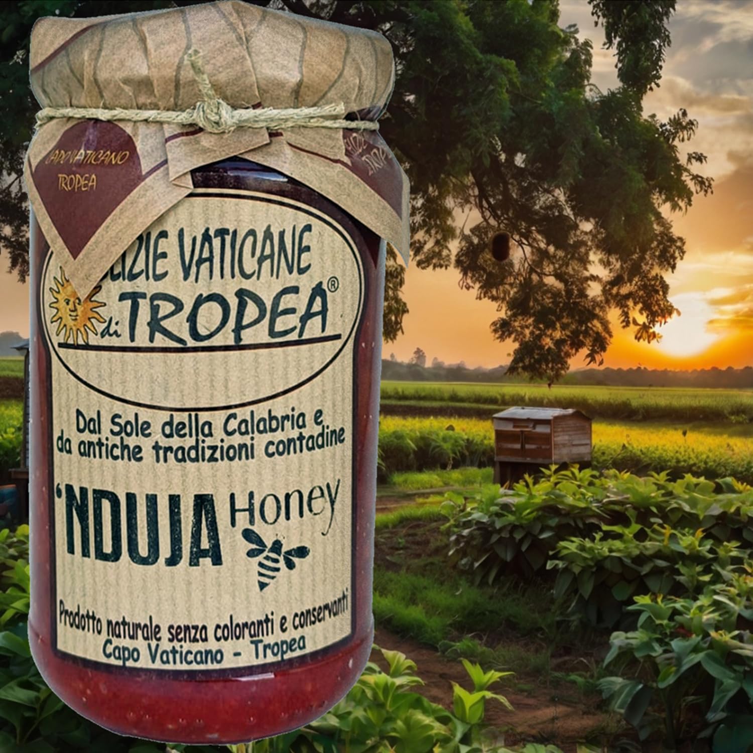 'Nduja di Spilinga con Miel 180g | Salchichón Calabrese Picante y Untable | Salami Italiano Artesanal – Delicatessen Gourmet | Auténtica Cocina Calabresa por Delizie Vaticane di Tropea