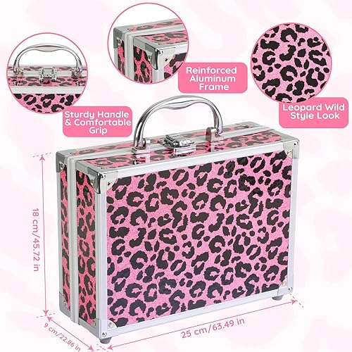 Miniatura 5 de Anpro Kit de maquillaje plegable doble todo en uno Leopord con estuche, juego de maquillaje profesional para adolescentes, kit completo de inicio