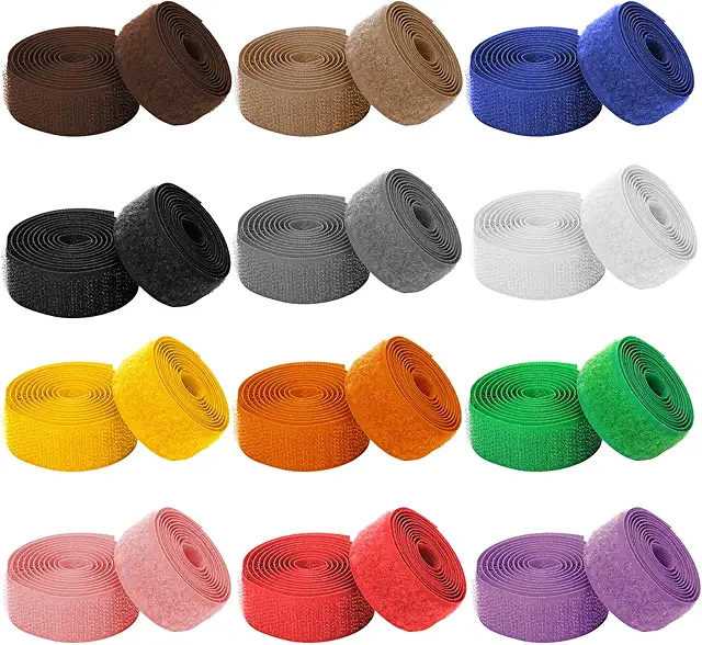 Klettband zum Nähen, 24m Nylon-Klettverschluss 20mm breit in 12 Farben