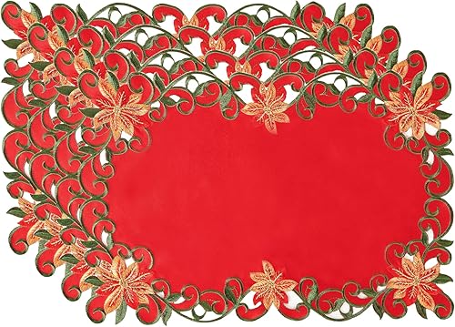 Miniatura 3 de AMARED Caminos de mesa bordados de Navidad con hojas verdes para decoraciones de Navidad, 15 x 87 pulgadas