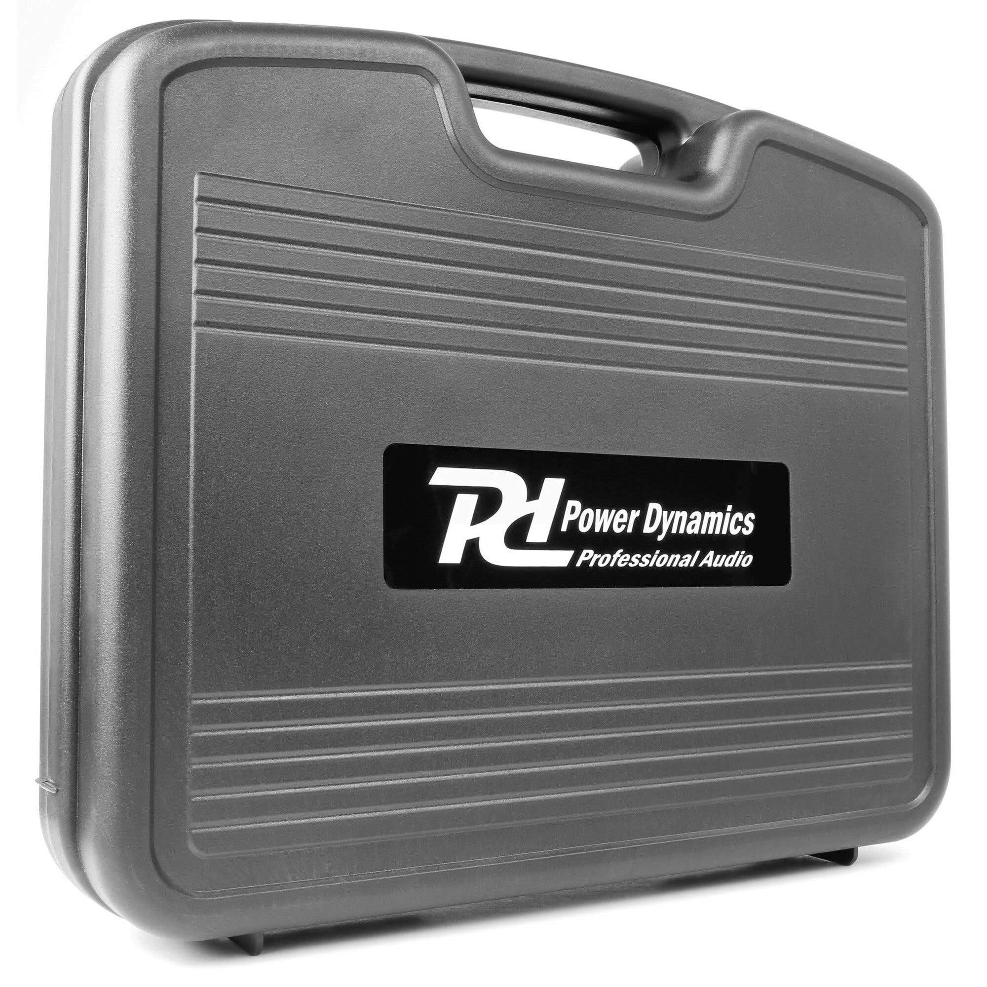Power Dynamics PD782 - Système Micro sans Fil, UHF 2x 8 Canaux, Affichage LCD, Double Antenne à l'Arrière du Récepteur, Livré avec Valise Pratique et Robuste, Idéal Présentations et Chant